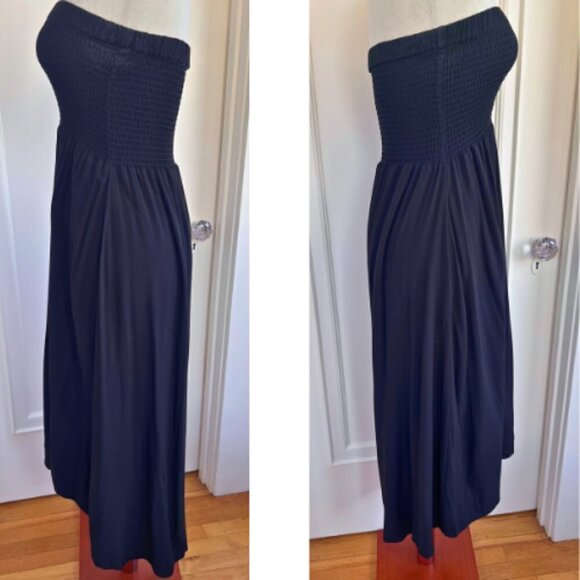 COTTON:ON Black Smocked Strapless High Low Midi Dress Size M - Picture 6 of 11
